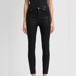 7 for all mankind B(AIR) HIGH WAIST ANKLE SKINNY IN COATED BLACK